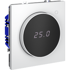 VLS070102 Терморегулятор электронный белого матового цвета. Индикация температуры и датчик для теплого пола. (Мощность 3500 Ватт) VOLTUM S70 (белый матовый)