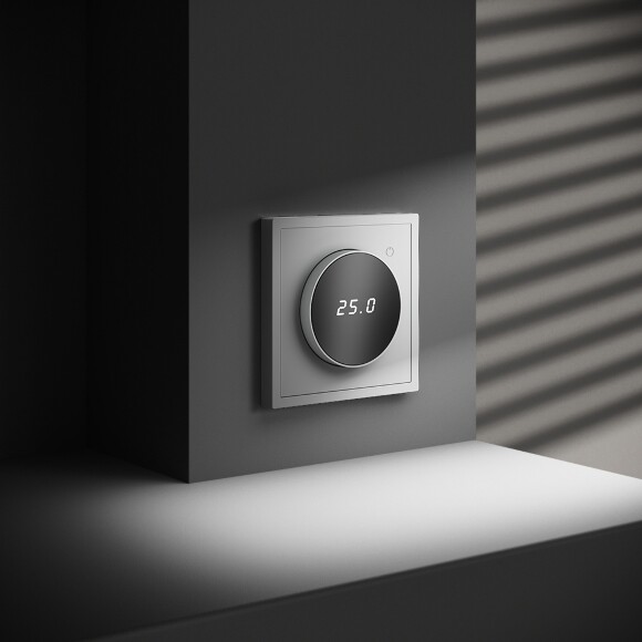 VLS070102 Терморегулятор электронный белого матового цвета. Индикация температуры и датчик для теплого пола. (Мощность 3500 Ватт) VOLTUM S70 (белый матовый)