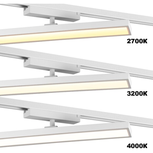 Novotech STRATUS 359780 Белый однофазный трехжильный трековый светодиодный светильник, линейный 20см, поворотный, CCT перекл. цветовой температуры, LED 12Вт 797Лм 2700;3200;4000К CRI90 105° IP20 220В, коэф. пульсации < 1%