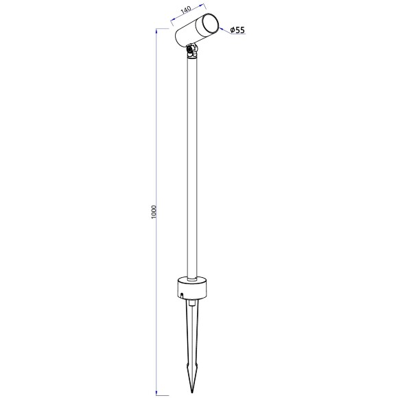 Favourite Micron 4810-1F Серый уличный ландшафтный грунтовый светильник с креплением колышком в землю, L140xW55xH1000мм, LED 18Вт, 1575Лм, 3000К, CRI90, 60°, IP65, 220В
