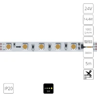 Arte Lamp A2406010-03-3K Светодиодная лента SPI (по-пиксельное цифровое управление участками) теплого света, длина 5 метров, ширина 10мм, SMD5050 60шт/м 14,4Вт/м 1000Лм/м 3000К CRI90+ 120° IP20 24В, кратность резки 100мм, -20°...+45°C