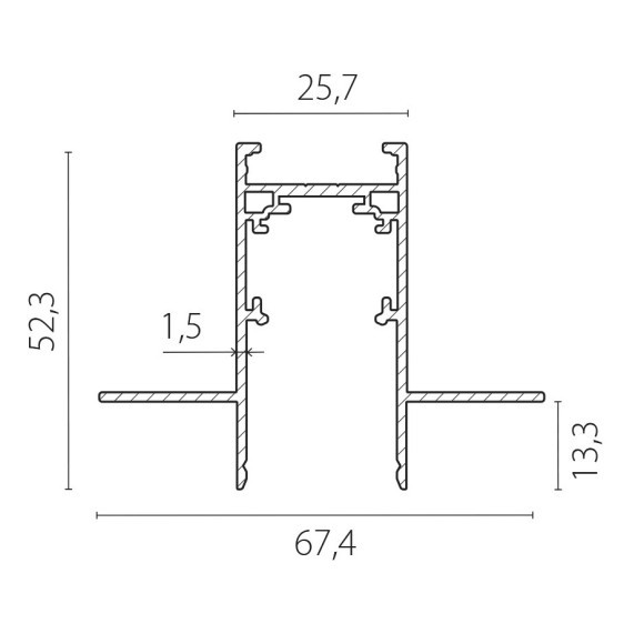 Трековый 2м шинопровод встраиваемый в ГКЛ 12.5мм (бок. заглушки и декоративный экран в комплекте) Uno Pro Lightstar 509227P