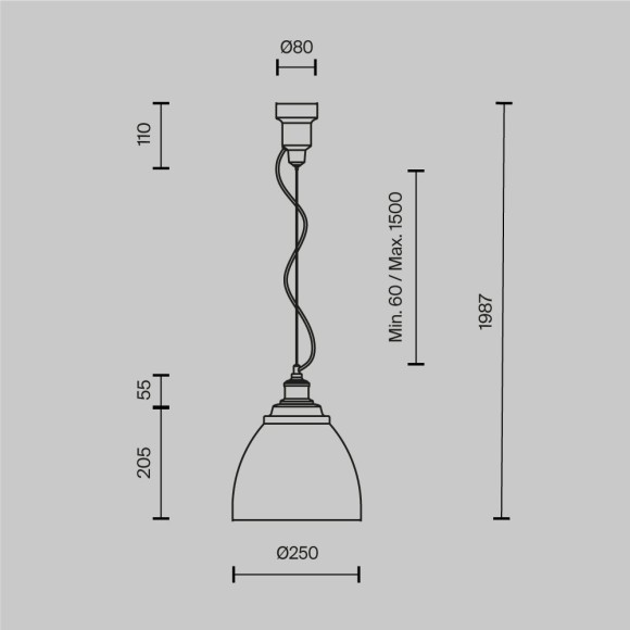 Подвесной светильник с 1 плафоном Maytoni P534PL-01B Bellevue под лампу 1xE27 60W