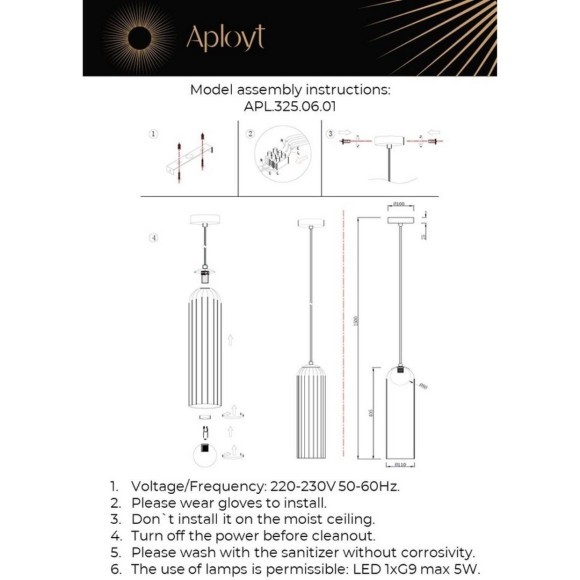 Светильник подвесной APL.325.06.01 Светильник подвесной APL.325.06.01