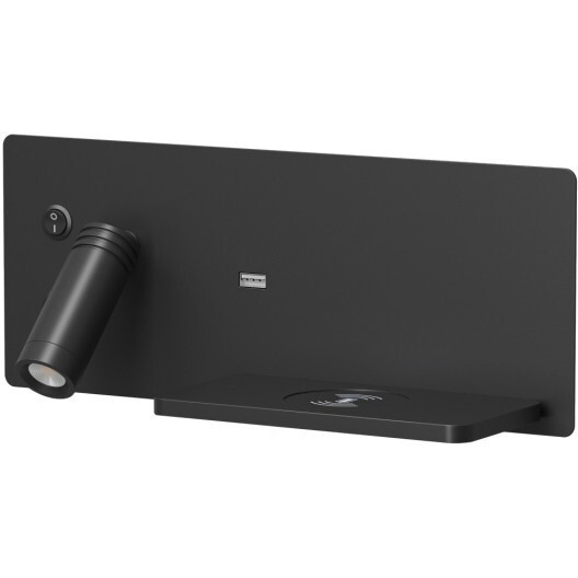 Светильник настенный DK5093-BK Denkirs с функцией беспроводной зарядки телефона CHARGELUX USB-A  usb type-c, 3Вт+8Вт, 3000К