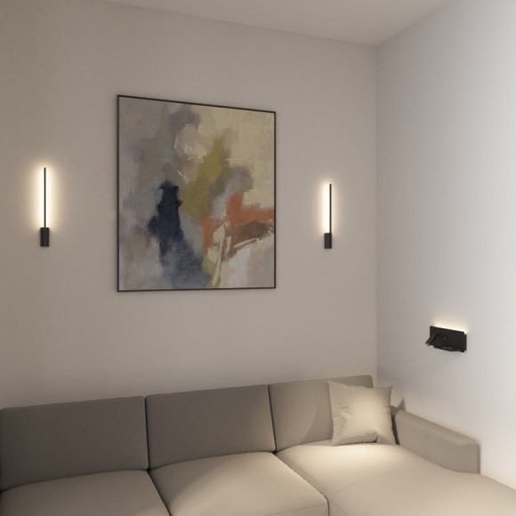 Светильник настенный DK5093-BK Denkirs с функцией беспроводной зарядки телефона CHARGELUX USB-A  usb type-c, 3Вт+8Вт, 3000К