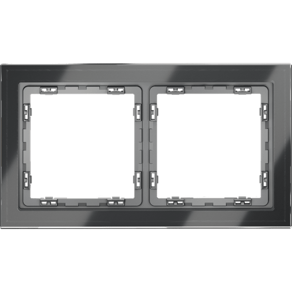 VLS110207 Рамка стеклянная для электрических изделий VOLTUM серии S70 на 2 поста графитового цвета из стекла