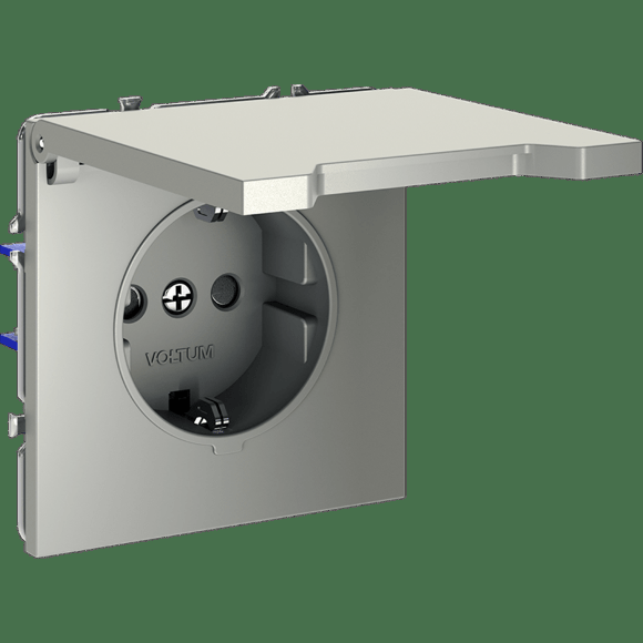 VLS040305 Розетка встраиваемая с заземлением, защитными шторками и крышкой 16 Ампер (3500 Ватт) стального цвета VOLTUM S70 (сталь) VLS040305 Розетка встраиваемая с заземлением, защитными шторками и крышкой 16 Ампер (3500 Ватт) стального цвета VOLTUM S70 (сталь)