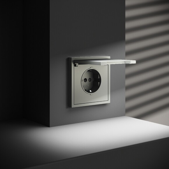 VLS040305 Розетка встраиваемая с заземлением, защитными шторками и крышкой 16 Ампер (3500 Ватт) стального цвета VOLTUM S70 (сталь) VLS040305 Розетка встраиваемая с заземлением, защитными шторками и крышкой 16 Ампер (3500 Ватт) стального цвета VOLTUM S70 (сталь)