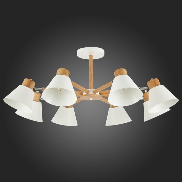 SLE103702-08 Светильник потолочный Светлое дерево, Белый/Белый E27 8*60W BUVE