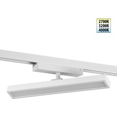 Novotech STRATUS 359781 Белый однофазный трехжильный трековый светодиодный светильник, линейный 30см, поворотный, CCT перекл. цветовой температуры, LED 18Вт 1080Лм 2700;3200;4000К CRI90 105° IP20 220В, коэф. пульсации < 1%