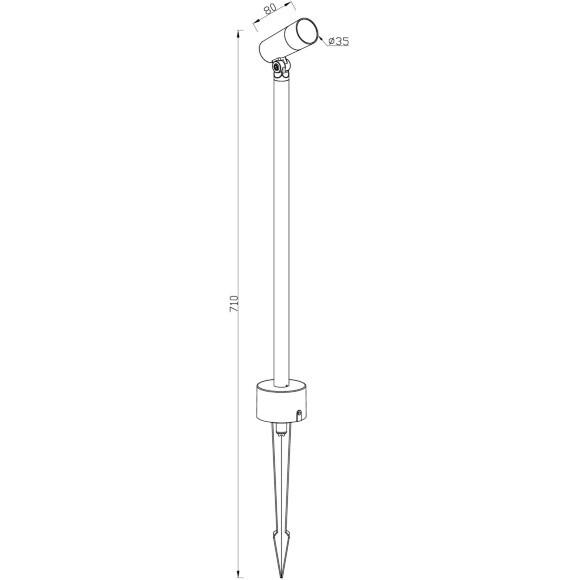 Favourite Micron 4810-1T Серый уличный ландшафтный грунтовый светильник с креплением колышком в землю, L80xW35xH710мм, LED 10Вт, 875Лм, 3000К, CRI90, 60°, IP65, 220В