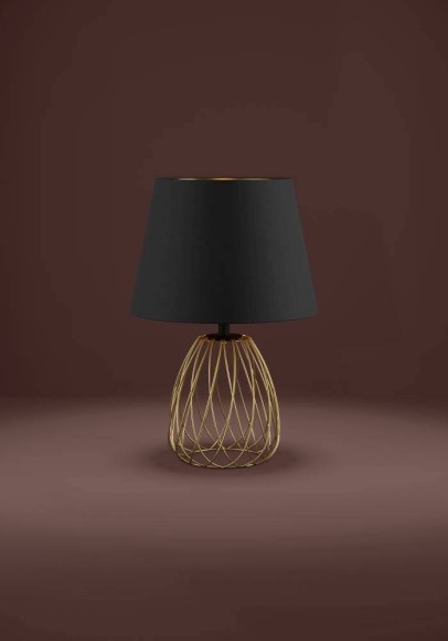 390039 Настольная лампа JAZMINIA, 1x40W, E27, H455, ?300, основание: ?195, сталь, черный, латунь/тек