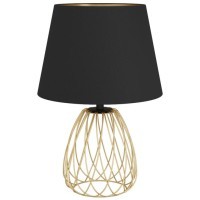 390039 Настольная лампа JAZMINIA, 1x40W, E27, H455, ?300, основание: ?195, сталь, черный, латунь/тек