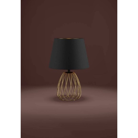 390039 Настольная лампа JAZMINIA, 1x40W, E27, H455, ?300, основание: ?195, сталь, черный, латунь/тек