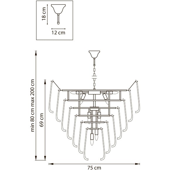Люстра подвесная 18х6W(led) Е14, золото Retro II Lightstar 799182 Люстра подвесная 18х6W(led) Е14, золото Retro II Lightstar 799182