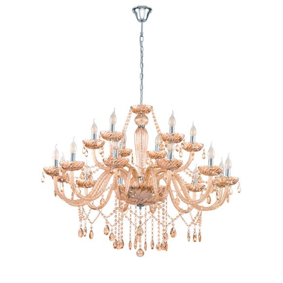 39095 BASILANO BASILANO Люстра потолочная классика с большим кол-вом ламп E14, 720Вт, стекло коричневый, металл хромированный