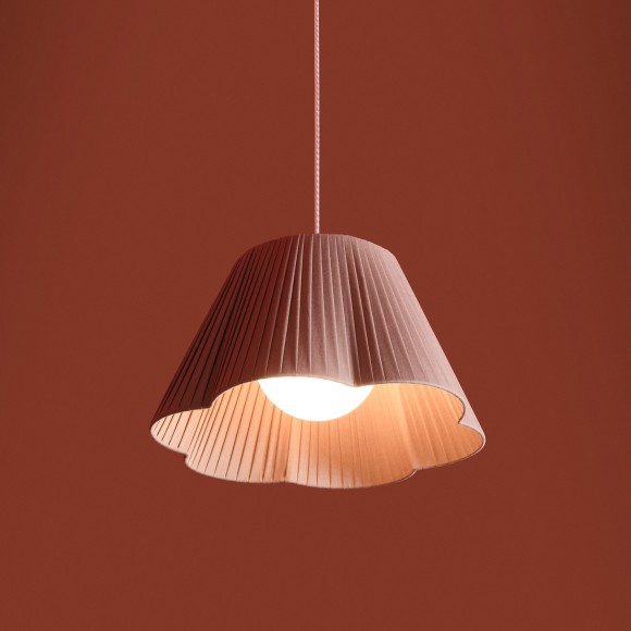 FR2056PL-01BR Подвесной светильник латунный с коричневым тканевым плафоном Freya Sylvia