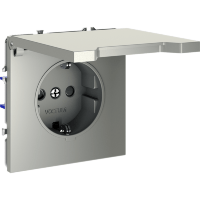 VLS040304 Розетка встраиваемая с заземлением, защитными шторками и крышкой 16 Ампер (3500 Ватт) шелкового цвета VOLTUM S70 (шелк)