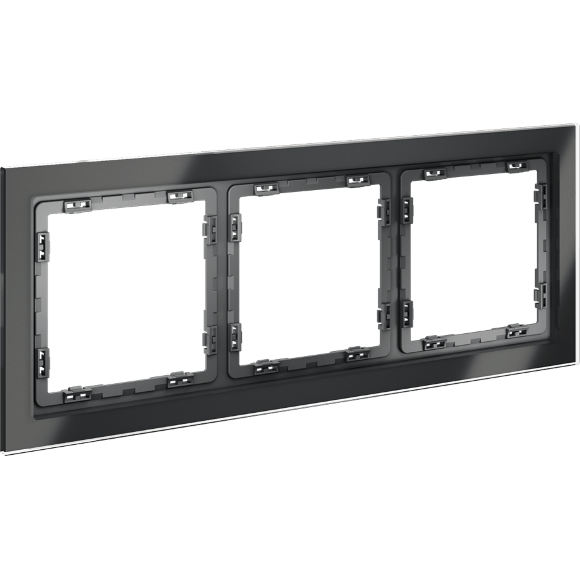 VLS110307 Рамка стеклянная для электрических изделий VOLTUM серии S70 на 3 поста графитового цвета из стекла