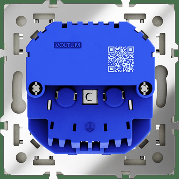 VLS040405 Розетка встраиваемая с заземлением и защитными шторками и с двумя USB A+A Зарядками TYPE-А. Ток 16 Ампер (3500 Ватт) стального цвета VOLTUM S70 (сталь)