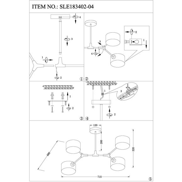 SLE183402-04 Светильник потолочный Черный/Черный E14 4*60W GIMENTO
