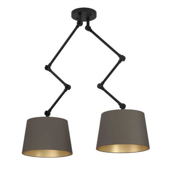 390199 PISTUNIO Люстра потолочная с 2 лампами E27, тканевый коричневый абажур, черная арматура 390199 PISTUNIO Люстра потолочная с 2 лампами E27, тканевый коричневый абажур, черная арматура