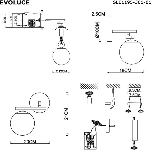 SLE1195-301-01 Светильник настенный Латунь/Белый E14 1*40W SIERRA