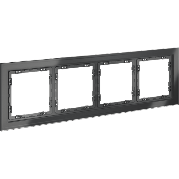 VLS110407 Рамка стеклянная для электрических изделий VOLTUM серии S70 на 4 поста графитового цвета из стекла