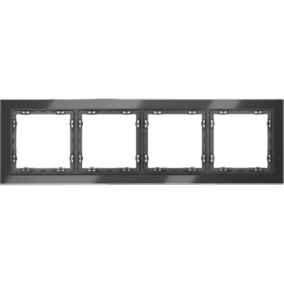VLS110407 Рамка стеклянная для электрических изделий VOLTUM серии S70 на 4 поста графитового цвета из стекла