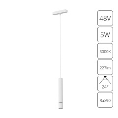 A1159PL-1WH Трековый магнитный светодиодный светильник Arte Lamp Rapid 48V CRI95+ 3000К 227Лм 24° 5Вт