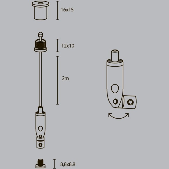 Комплект подвесов для радиусного профиля 2м. ALM-3535R-P-2M