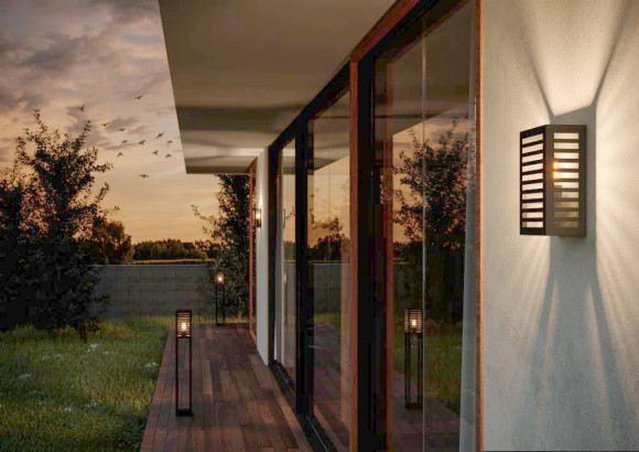 900137 EGLO ALAMONTE 3 Уличный настенный светильник с датчиком движения, 1xE27, 60W, IP44, L170, H295, алюминий, сталь, черный