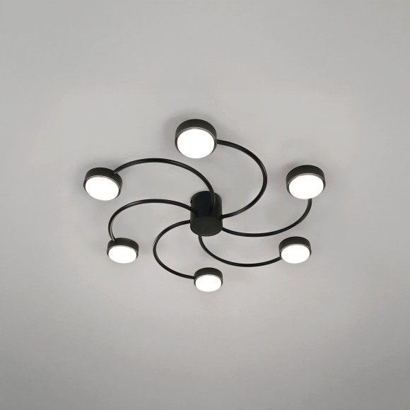 Черная потолочная люстра высотой 9см под 8 ламп GX53 (нет в комплекте) Fico Lightstar 740067