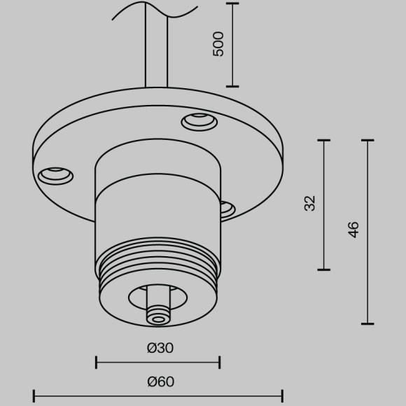 Основание для накладного монтажа системы Maytoni Shelf с внешней резьбой с вводом питания CA022BO-P-B