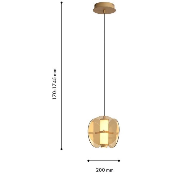 4624-1P, подвес, D200xH210/1745, LEDx10W, 490LM, 3000K, included