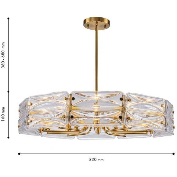 4764-10P, подвесная люстра, D830xH360/680, 10xE14x40W, excluded