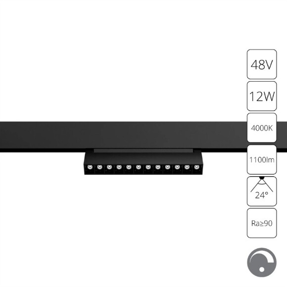 A4686PL-1BK Трековый магнитный диммируемый по 0/1-10V светодиодный светильник Arte Lamp Linea 2.0 CRI90+ 4000К 1100Лм 24° 12Вт