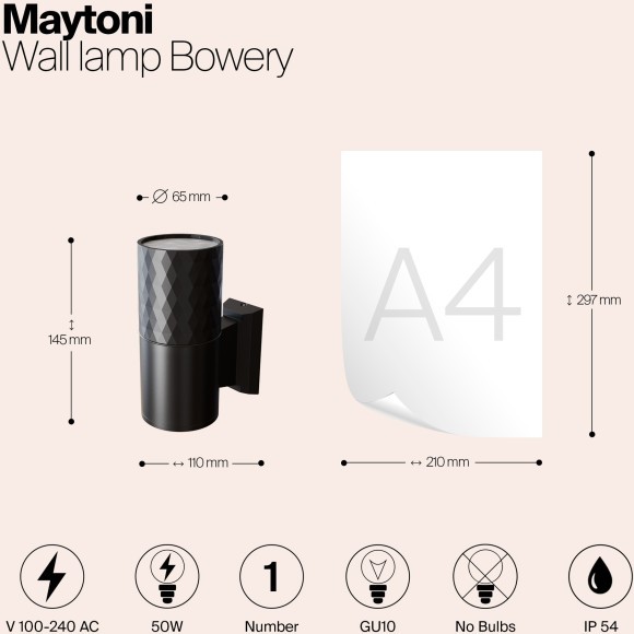 Настенный светильник (бра) Outdoor O583WL-01B