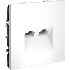 VLS060202 Розетка компьютерная двойная RJ45+RJ45 категории 6Е (для проводов CAT5-CAT6 до 10 Гбит/сек) белого матового цвета VOLTUM S70 (белый матовый)