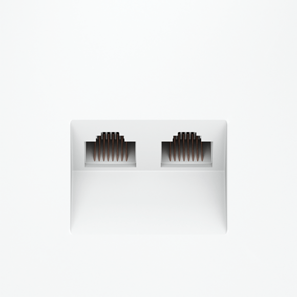 VLS060202 Розетка компьютерная двойная RJ45+RJ45 категории 6Е (для проводов CAT5-CAT6 до 10 Гбит/сек) белого матового цвета VOLTUM S70 (белый матовый)