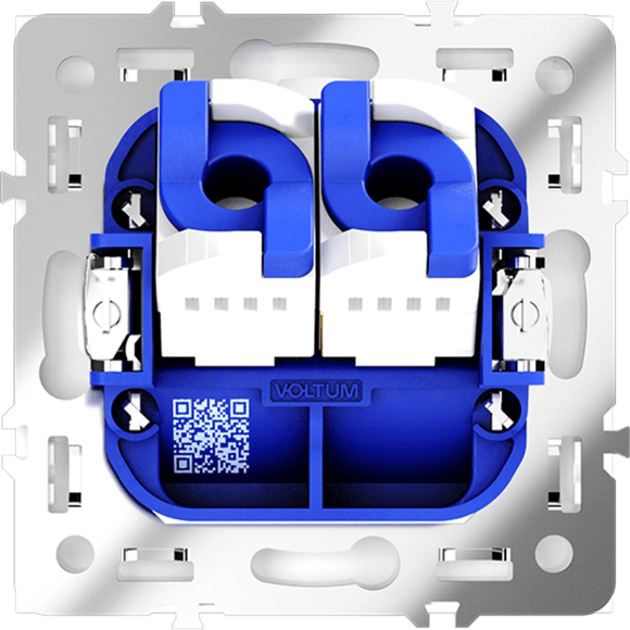 VLS060202 Розетка компьютерная двойная RJ45+RJ45 категории 6Е (для проводов CAT5-CAT6 до 10 Гбит/сек) белого матового цвета VOLTUM S70 (белый матовый)