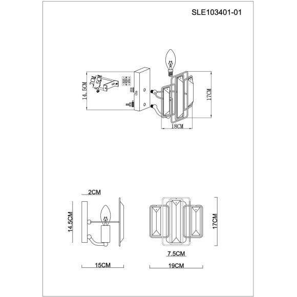 SLE103401-01 Светильник настенный Шампань/Прозрачный E14 1*40W GIANO