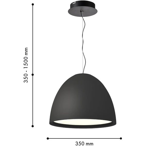 Favourite Halva 4812-3P Современный подвесной светодиодный светильник в стиле минимализм, черный матовый плафон полусфера диаметром 35 см, матовый акриловый рассеиватель, LED 30Вт 3000K 2088Лм CRI90 120° IP20 220В