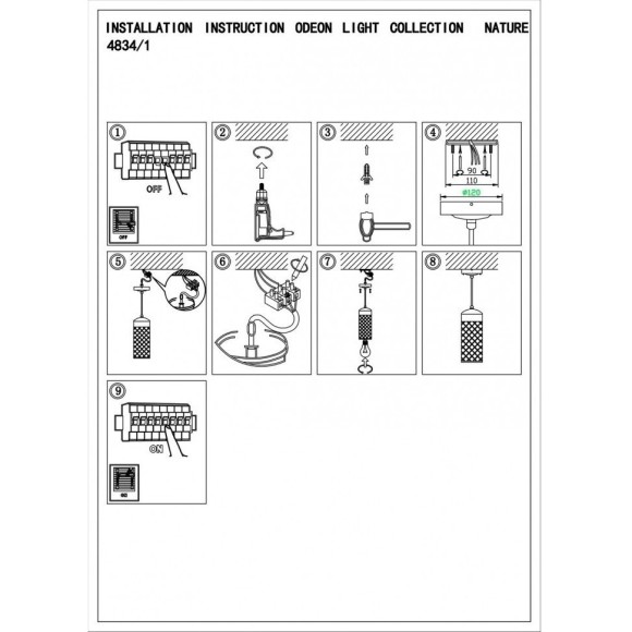 Уличный подвесной светильник Odeon Light 4834/1 DUNES IP44 под лампу 1xE27 1*60W