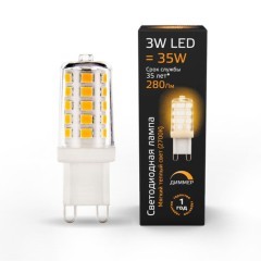 107309103 Лампа Gauss LED G9 AC185-265V 3W 280lm 2700K 1/20/200 диммируемая
