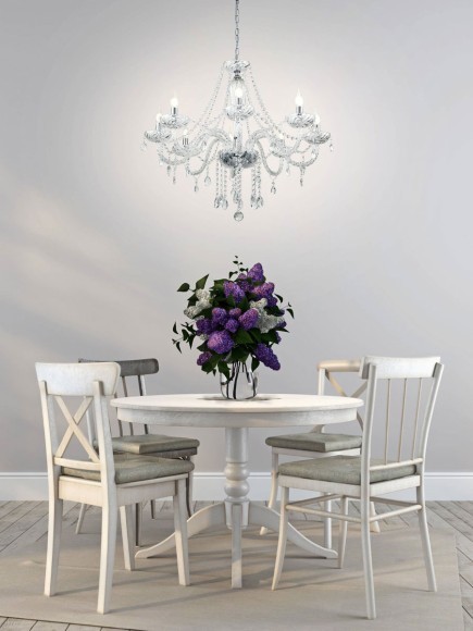 39101 BASILANO BASILANO 1 Люстра потолочная с восемью лампами E14, 320Вт, D120, хромированный металл, стекло