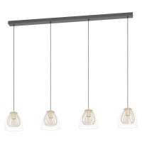 390038 EGLO JAZMINIA Люстра потолочная с 4 лампами E27 160Вт, стекло прозрачное, латунь