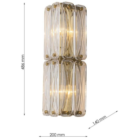 4764-2W, настенный светильник, D140xW200xH500, 2xE14x40W, excluded