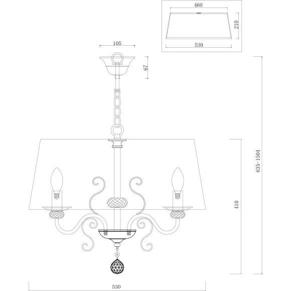 Люстра подвесная Freya FR2405-PL-05C-BZ Driana под лампы 5xE14 40W